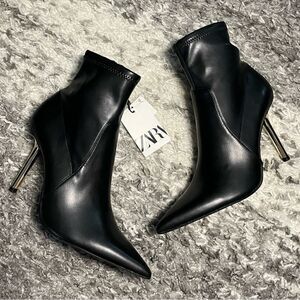 NWT Zara Golden Heel Ankle Boots